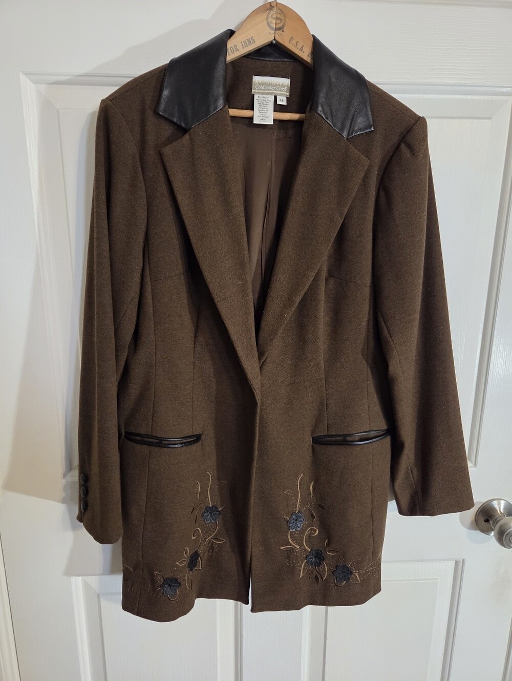 Coldwater Creek Brown Embroidered Blazer Size 10, Classic 90's Equestrian